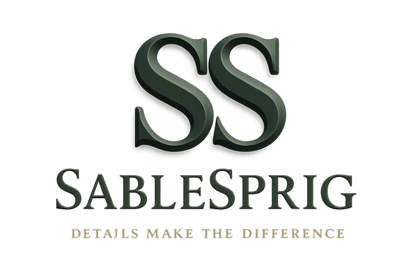 (SableSprig) (Slogan: “Details Make the Difference.”) , make logo (Lettermark) , 3D , del backgound